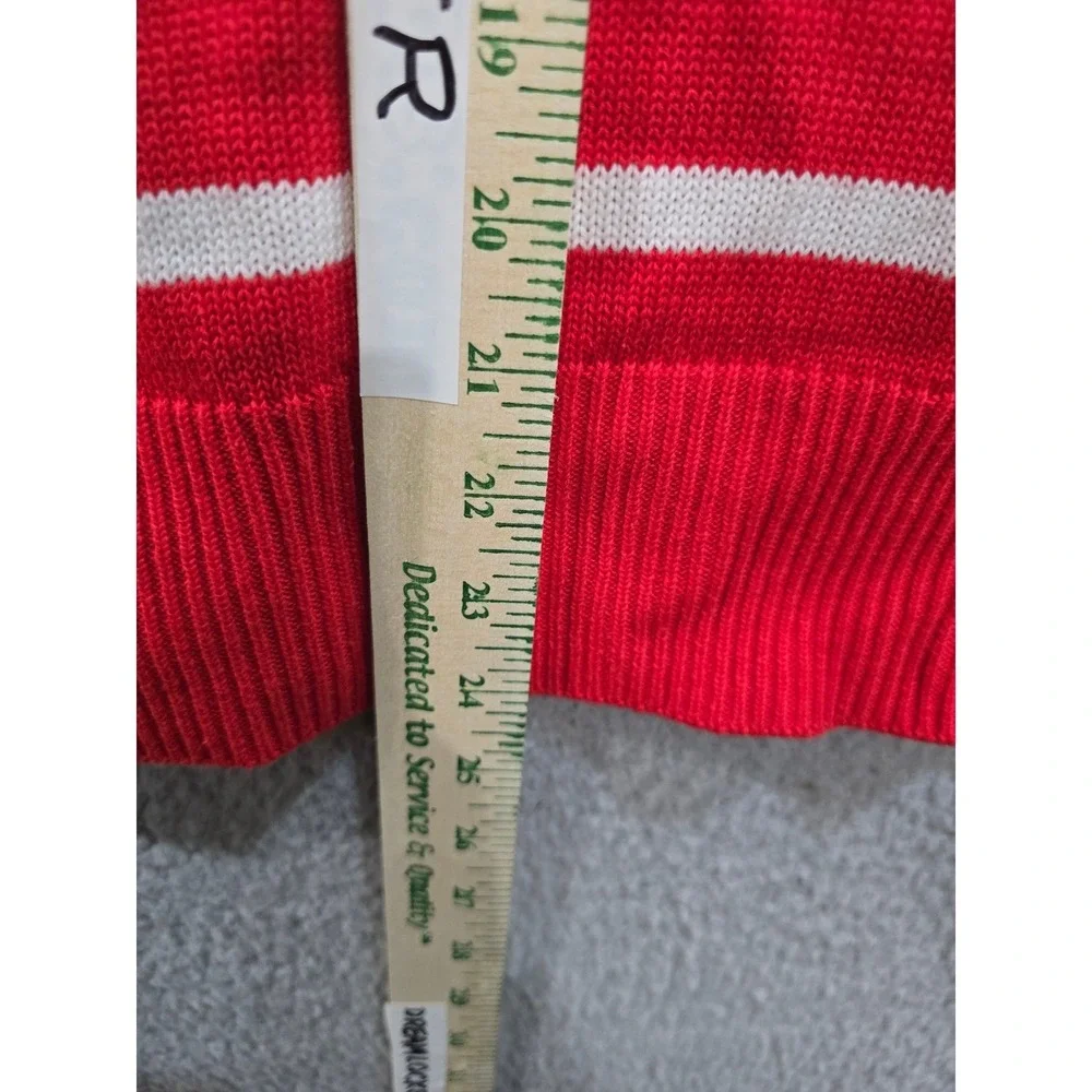 Life is Good Womens Red White Striped Short Sleeve Hooded Sweater Medium - Picture 8 of 9